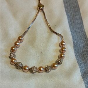 Rose Gold Bracelet with Faux Crystal Accents